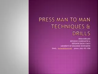 PRESS MAN TO MAN TECHNIQUES &amp; DRILLS