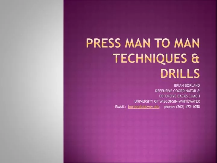 press man to man techniques drills