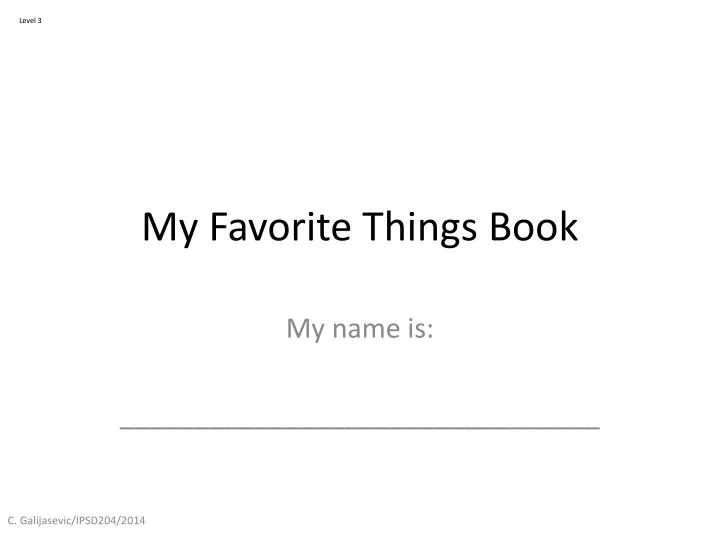 my favorite things book