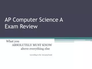 AP Computer Science A Exam Review