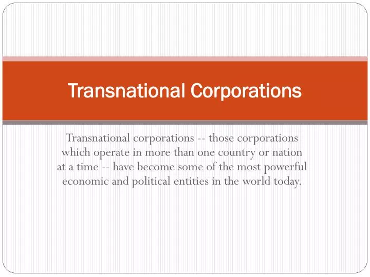transnational corporations