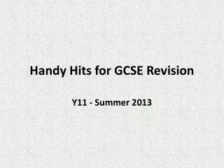 Handy Hits for GCSE Revision