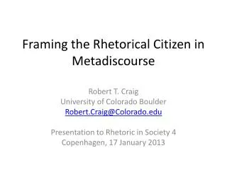 Framing the Rhetorical Citizen in Metadiscourse