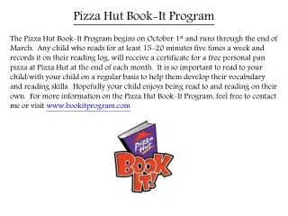 Pizza Hut Book-It Program