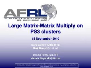 Large Matrix-Matrix Multiply on PS3 clusters