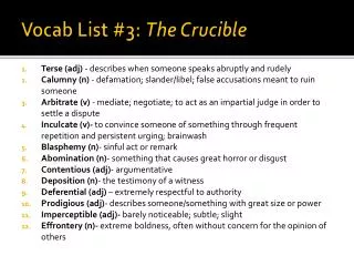 Vocab List #3: The Crucible