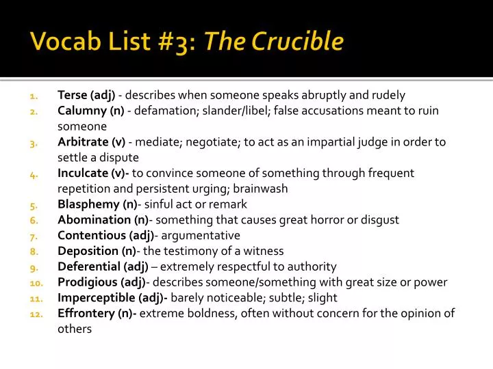 vocab list 3 the crucible