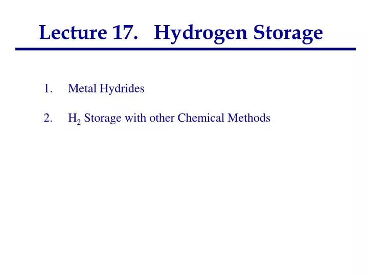 lecture 17 hydrogen storage