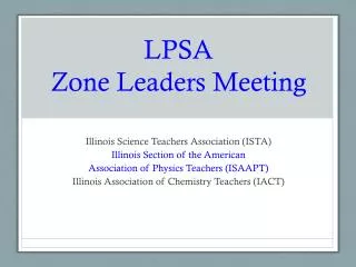 LPSA Zone Leaders Meeting
