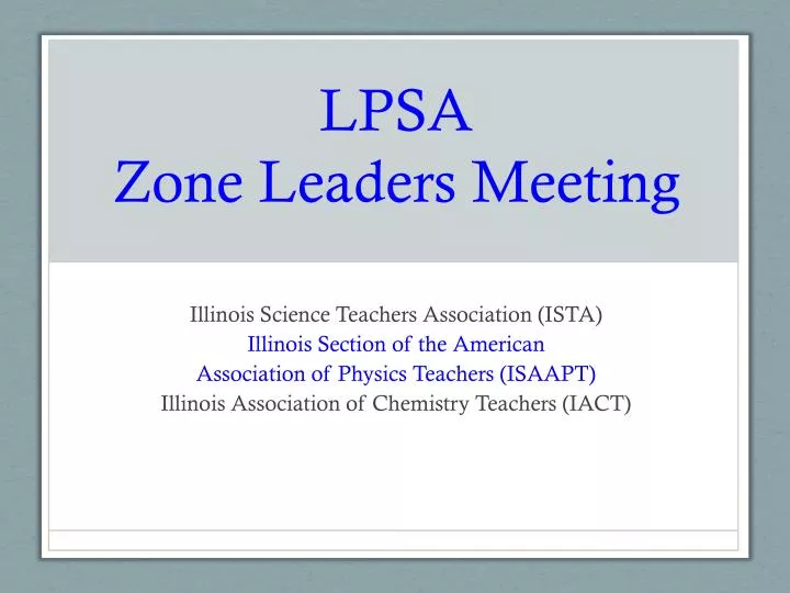 lpsa zone leaders meeting