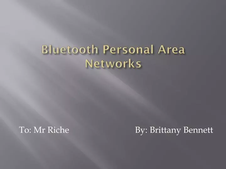 bluetooth personal area networks