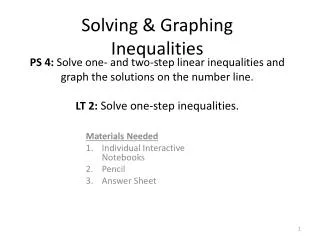 Solving &amp; Graphing Inequalities