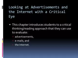 Looking at Advertisements and the Internet with a Critical Eye