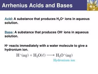Arrhenius Acids and Bases