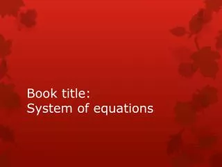 Book title: System of equations