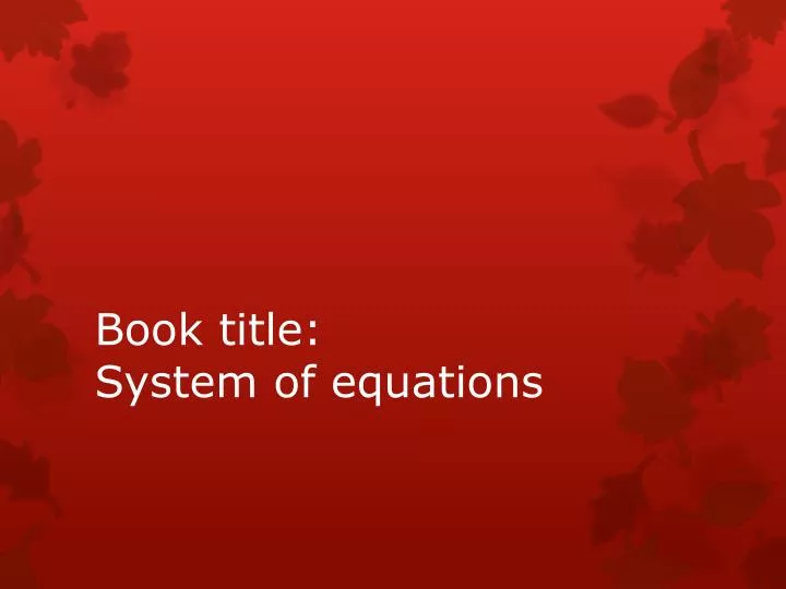 book title system of equations
