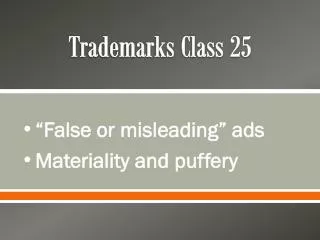 Trademarks Class 25