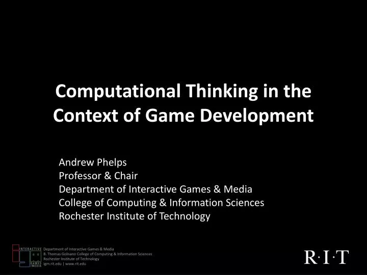 computational thinking in the context of game development