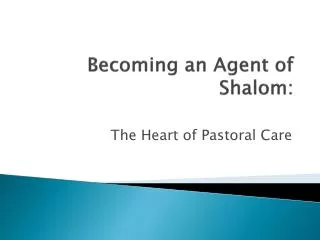 Becoming an Agent of Shalom:
