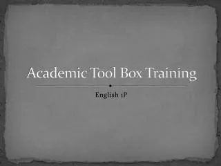 Academic Tool Box Training