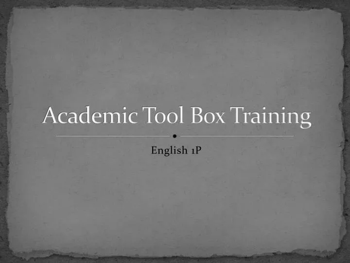 academic tool box training