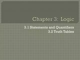 Chapter 3: Logic