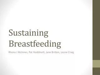 Sustaining Breastfeeding