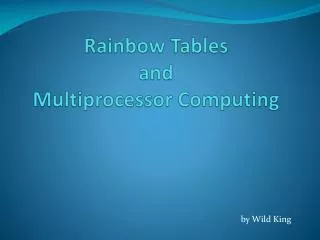 rainbow tables and multiprocessor computing