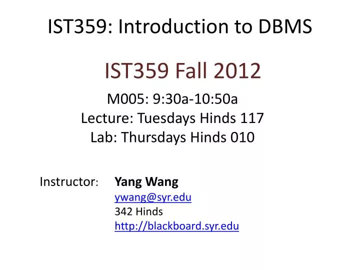 ist359 introduction to dbms