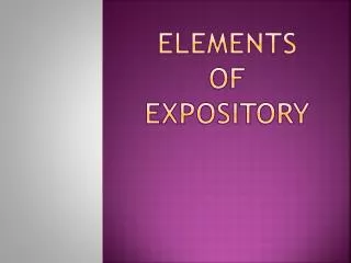Elements of Expository