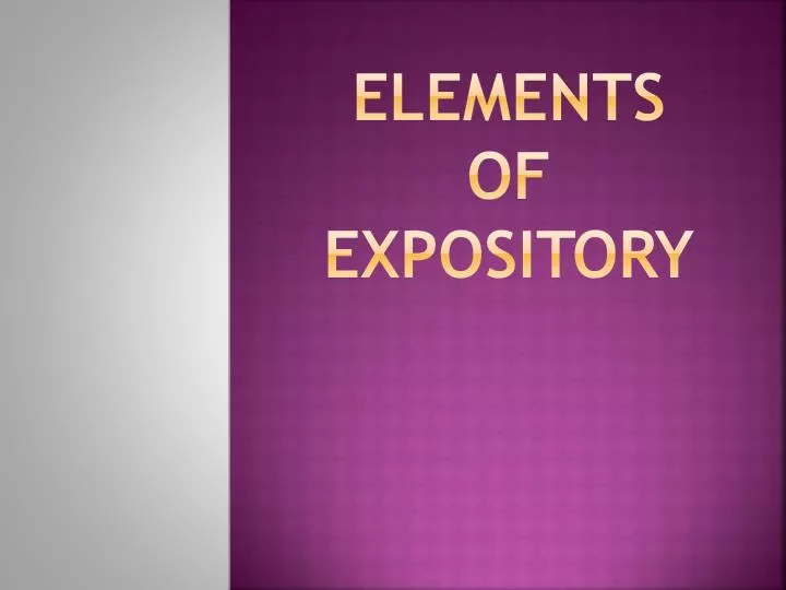 elements of expository