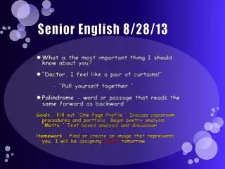 Senior English 8/28/13