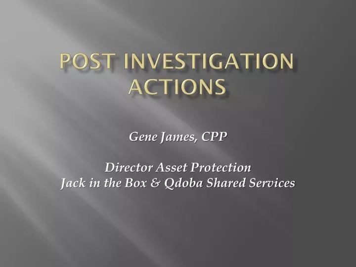 post investigation actions