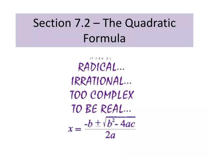 section 7 2 the quadratic formula