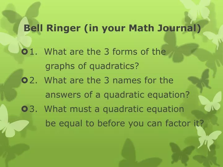 bell ringer in your math journal