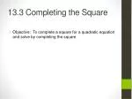 13.3 Completing the Square - slide 1