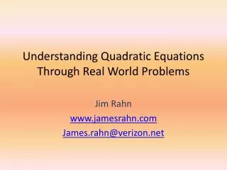 Understanding Quadratic Equations Through Real World Problems