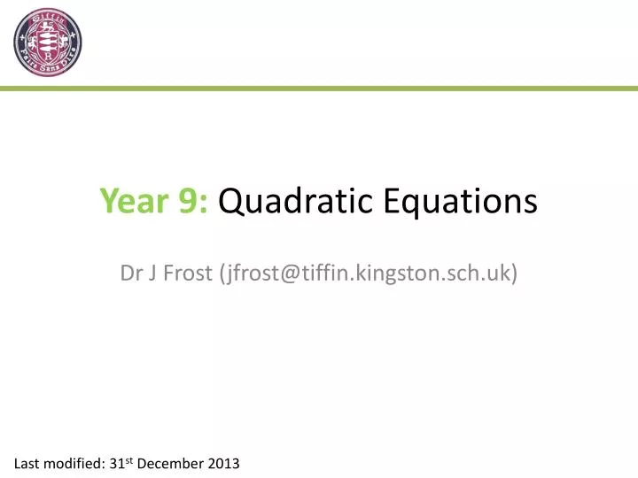 year 9 quadratic equations