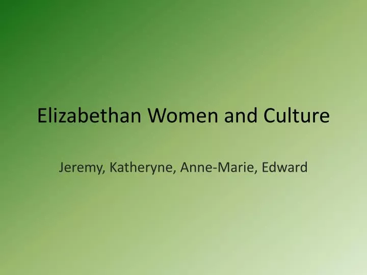elizabethan women and culture