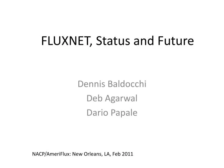 fluxnet status and future