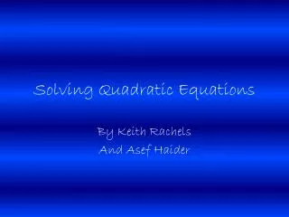 solving quadratic equations