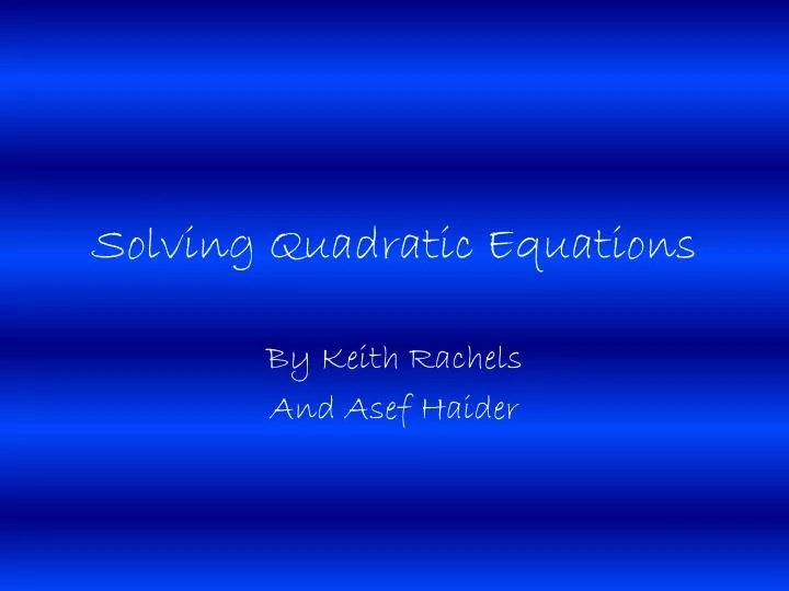 solving quadratic equations