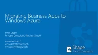 Migrating Business Apps to Windows Azure