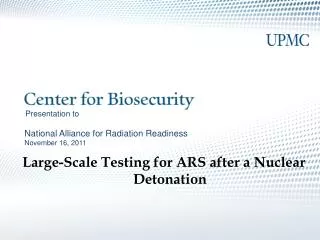 National Alliance for Radiation Readiness November 16, 2011