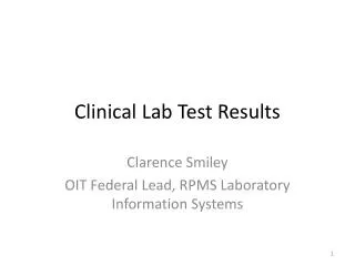 Clinical Lab Test Results