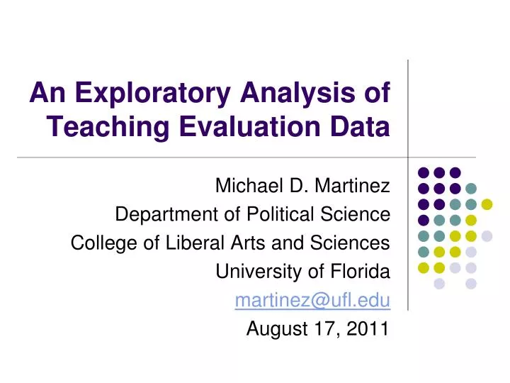 an exploratory analysis of teaching evaluation data