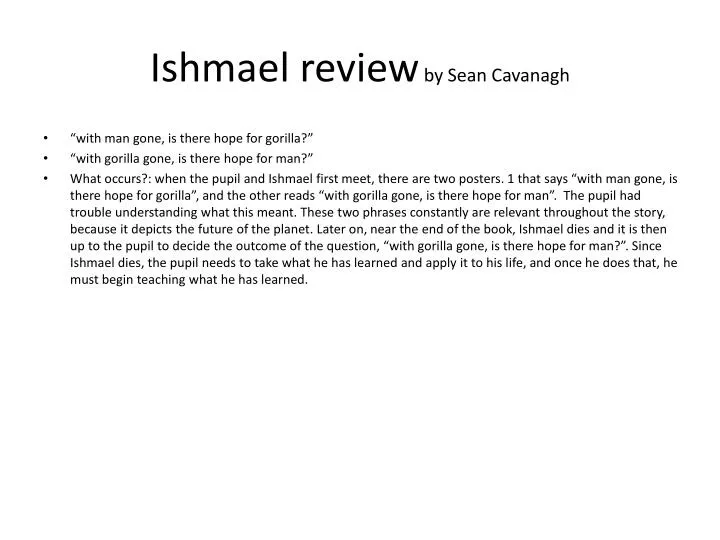 ishmael review by sean cavanagh