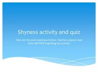 Shyness activity and quiz
