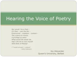 Hearing the Voice of Poetry