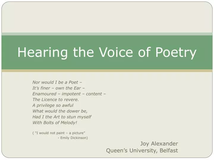 hearing the voice of poetry